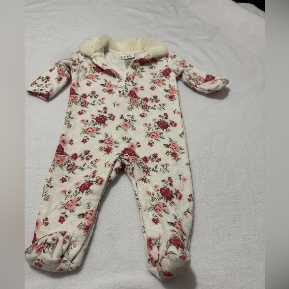 Nicole Miller Pink and Cream Floral Footie